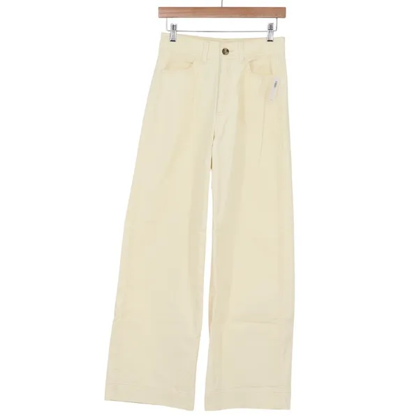 Old Navy Extra High-Rise Wide Leg Pants Cream Off-White Cotton Blend Size 2 NEW - Image 2