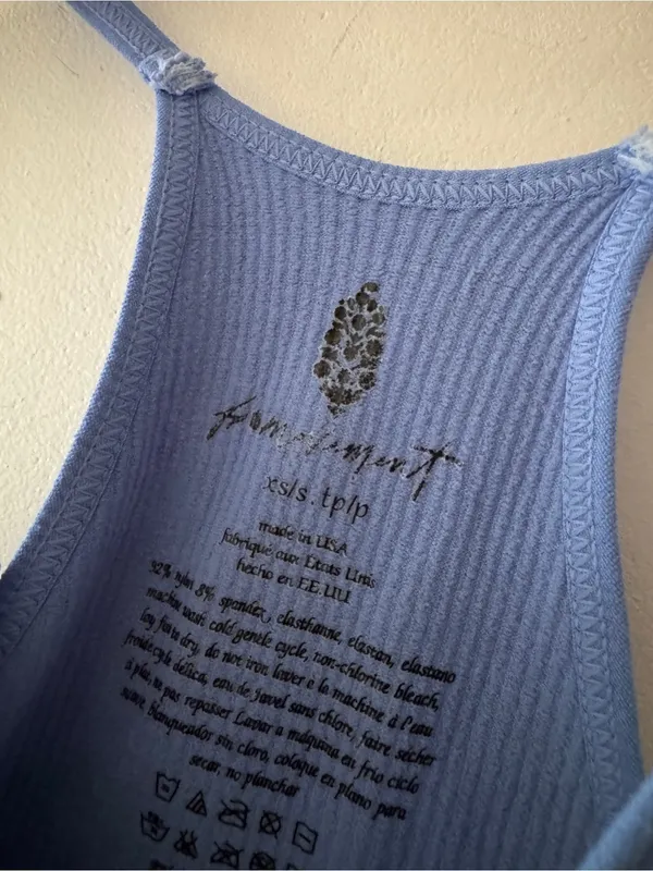 Free People Happiness Runs Crop Ribbed Tank Periwinkle Blue - Image 3