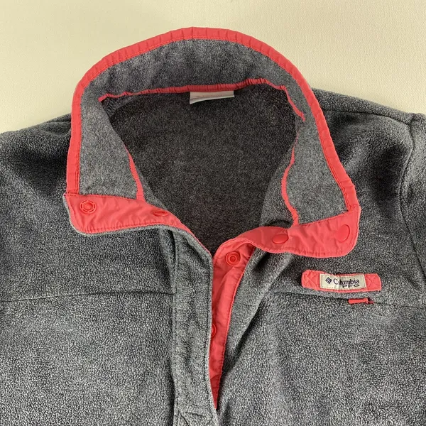 Columbia PFG 1/4 Snap Jacket Women Medium Grey T-Snap Fleece Long Sleeve Sweater - Image 3