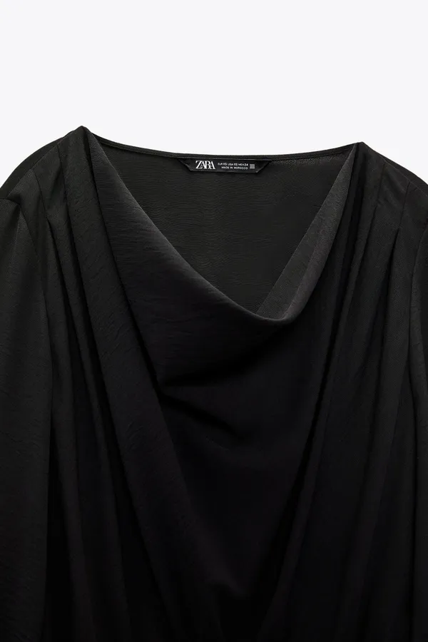ZARA Black Belted Long Sleeve Grunge Midi Dress - Image 3