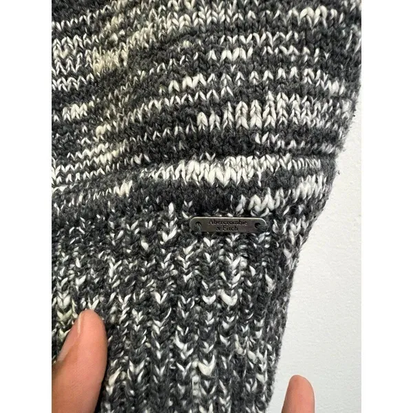 Abercrombie & Fitch Women Medium Heather Grey Black White Knit Bralette Crop Top - Image 3