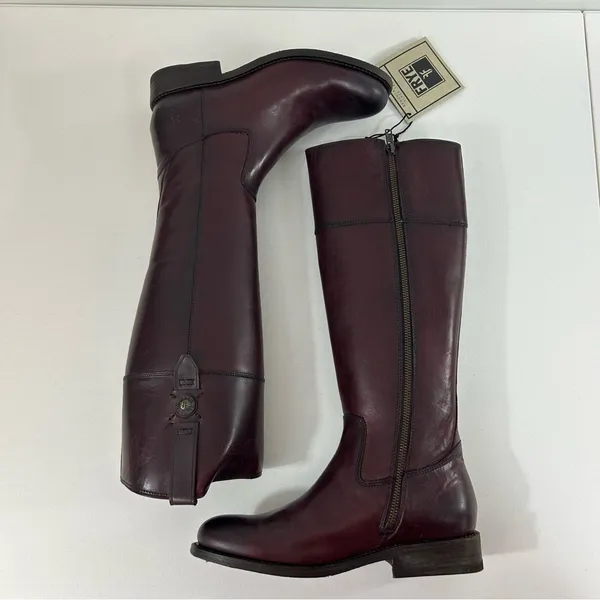 Frye Jayden Button Tall Leather Riding Boots in Bordeaux New in Box Size 8M - Image 7