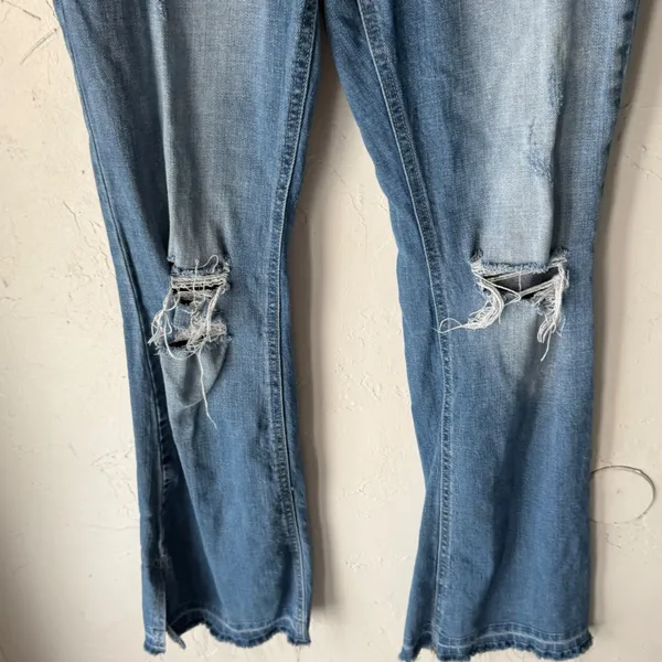 Kancan Jeans Womens Flare Bell Bottom‎ Distressed Blue Denim Pants Size 29 - Image 2