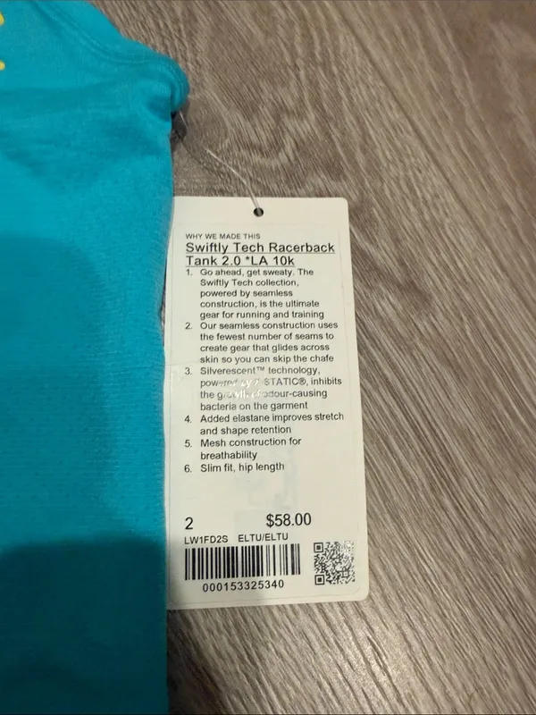 NWT Lululemon Swiftly Tech Racerback Tank in Blue Size 2 10K LA - Image 2