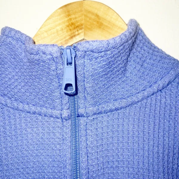 Aerie purple waffle knit quarter zip long sleeve top - Image 4