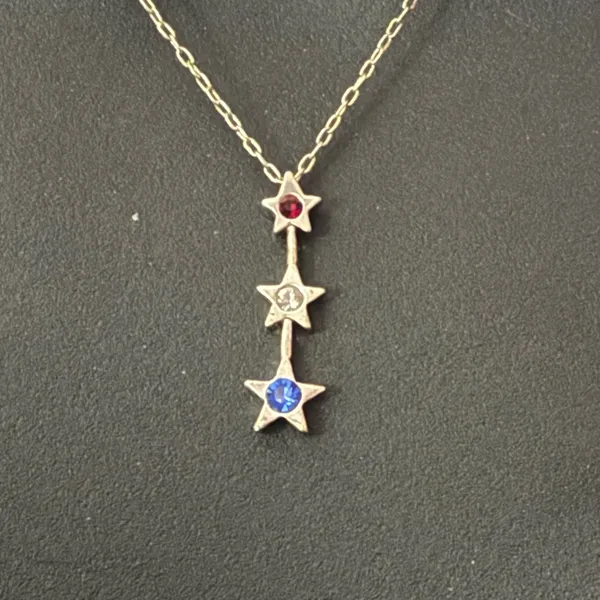 Patriotic silver tone starts pendant necklace - Image 4
