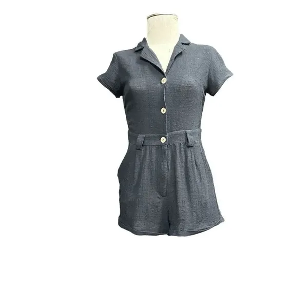 Princess Polly Short Sleeve Black Ashens Romper Size 2 - Image 5