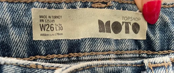 Topshop Moto Distressed Ripped Raw Hem Light Blue Y2K Jeans, size 26x30” - Image 2