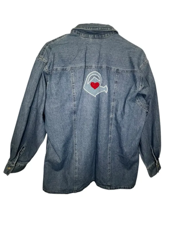 Bill Blass Vintage Long Sleeve Denim Shirt With Embroidered Spring Design - Image 5