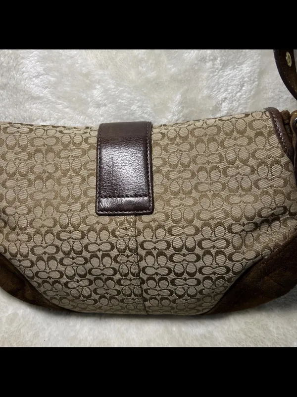 Rare Vintage Coach Soho Y2K Signature Shoulder Bag Brown Canvas & Suede 6818 - Image 7