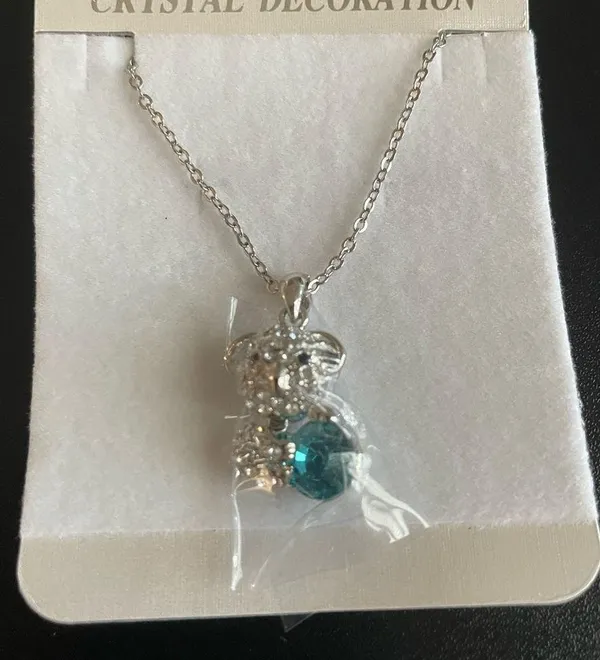 Sloth with blue crystal necklace - Image 2