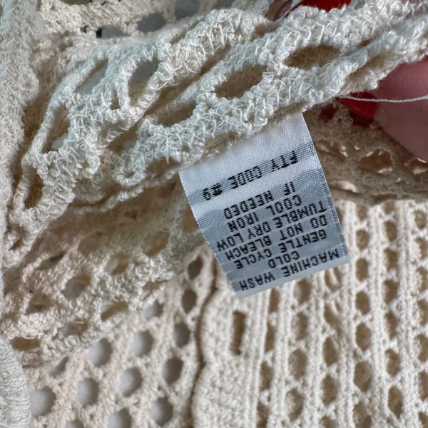 Coquette Festival Cherry Crochet Cardigan Cotton Open Knit Cream XS NWT Softgirl - Image 5