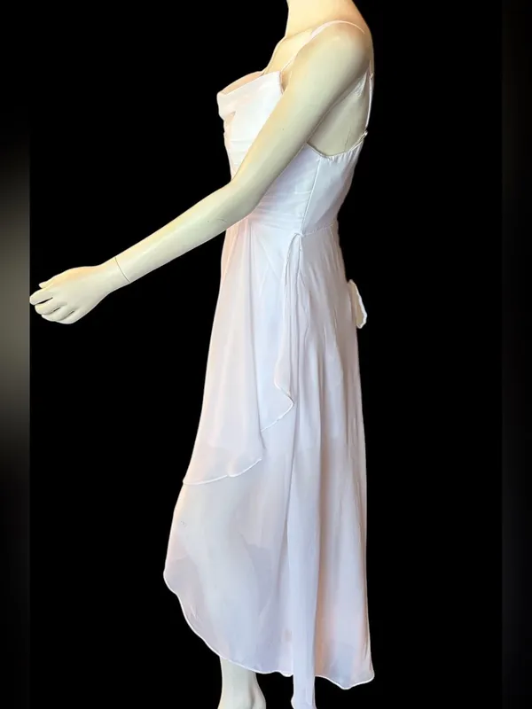INEWER Cowl Neck High Low Chiffon Ruched Maxi Gown White Size 6 NWT - Image 4