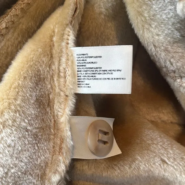 Women’s Vintage St John’s Bay Tan Faux Suede Hooded Coat Faux Fur Lined Size L - Image 11