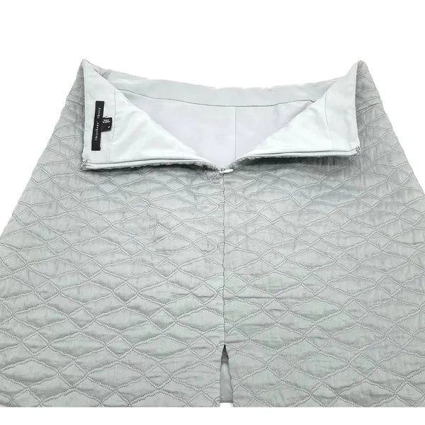 Thyskens Theory Seedo Quilted Skirt A-line Ice Gray Blue‎ Preppy Minimal Women 6 - Image 8