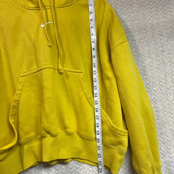 Nike Center Swoosh Yellow Oversized Boxy Pullover Hoodie‎ Streetwear Small - Image 8