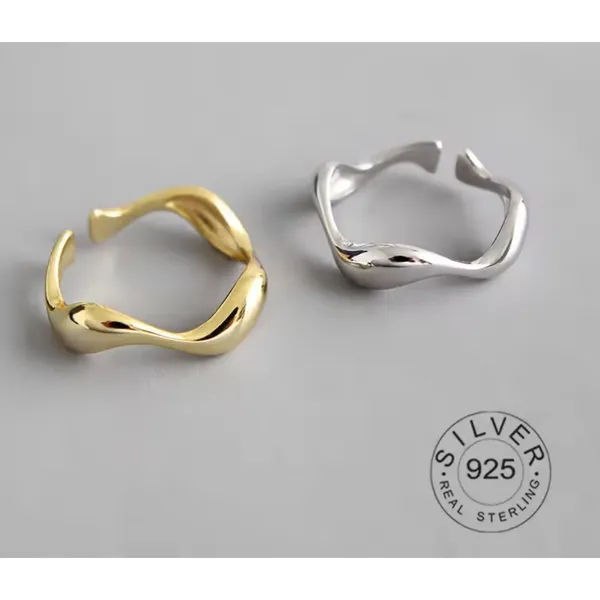 🆕 Yellow‎ Gold Wave Ring Gold Plated 925 Sterling Silver | Adjustable - Image 14