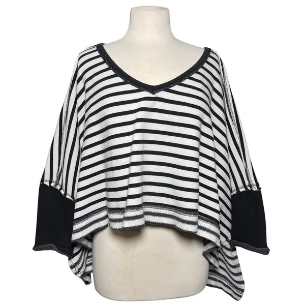 FREE PEOPLE x WE THE FREE Main Squeeze Boho Black White Striped Top - Image 2