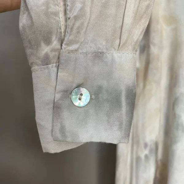 Grade & Gather Top Watercolor Marble Print Button Down Shirt Medium Blouse - Image 10