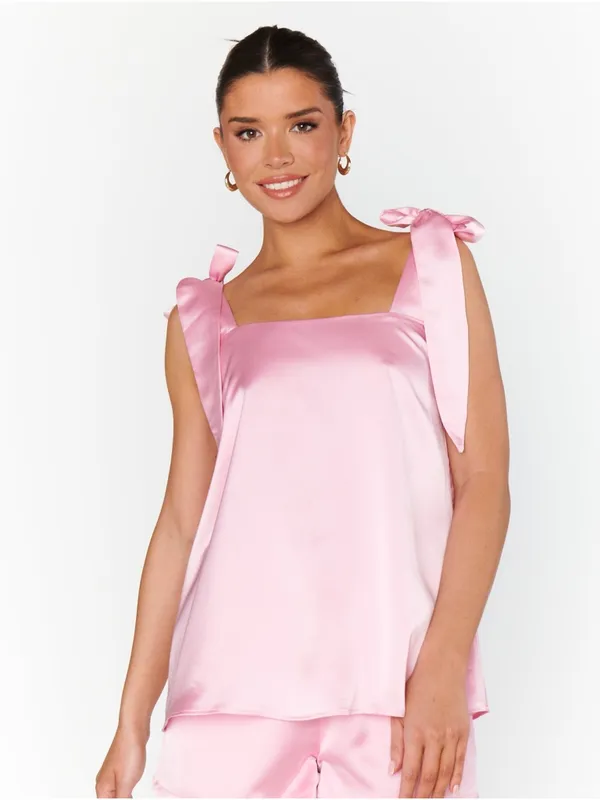 SHOW ME YOUR MUMU Makeup Tank In Light Pink Luxe Satin - Image 3