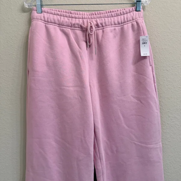 Gap Relaxed Straight-Leg Sweatpants in Pure Pink Fleece Size Small Lounge- NWT - Image 5