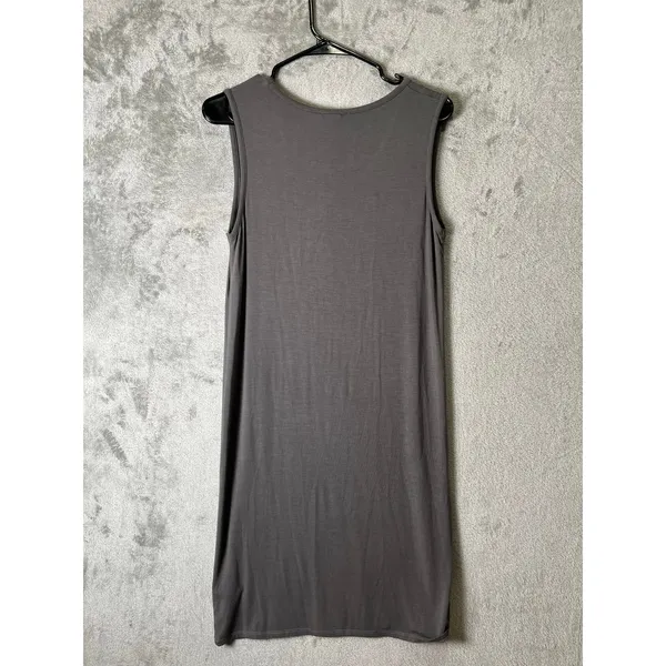 White + Warren Soft VNeck Tank Dress Flint Gray Sleeveless Jersey Knit Small New - Image 3
