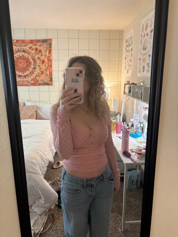 Y2K Pink Off-The-Shoulder Aeropostale Long Sleeve Top - Image 4