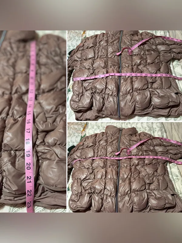 BCBGeneration Zip Quilted Short Puffer Jacket Toffee Brown M NWT - Image 10