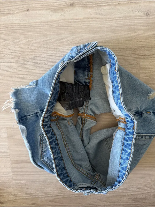 Zara Classic Distressed Denim Shorts - Light Blue - Image 7