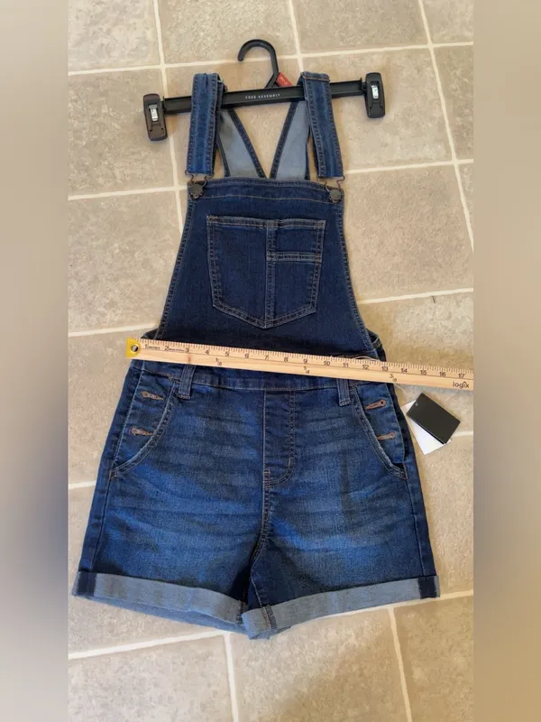 Celebrity Pink Dark Blue Denim Short Overalls - Image 5