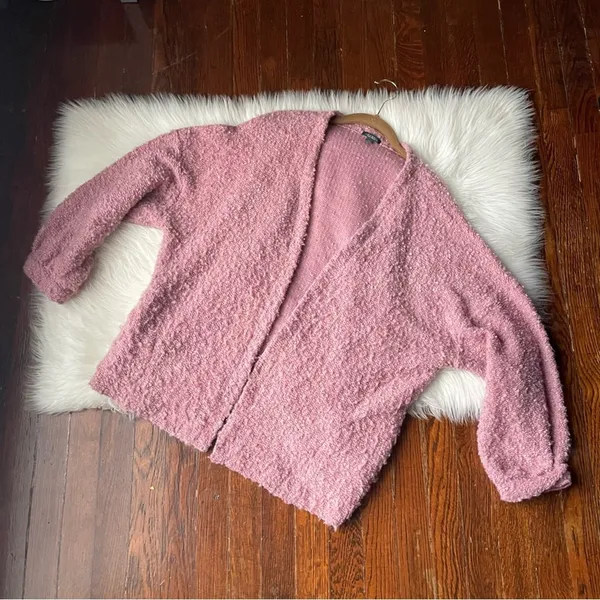 Mauve Open Cardigan Marled Knit Pink Size M - Image 2