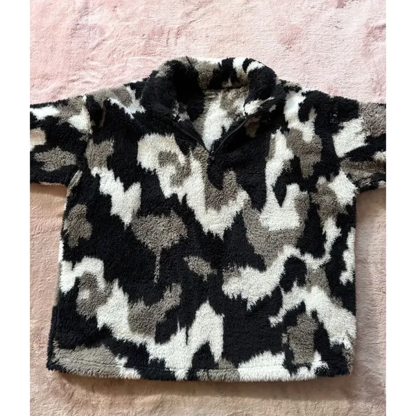 Eddie Bauer Womens 1/4 Zip Mock Neck Faux Fur‎ Sweater Size XLarge - Image 2