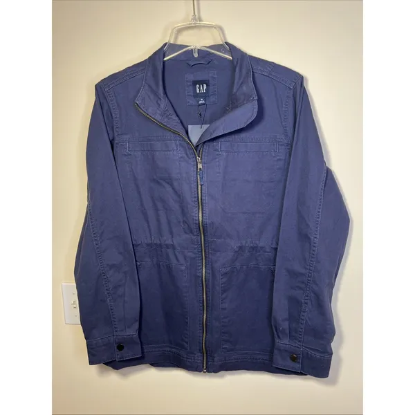 GAP‎ Women's Field Jacket Medium Midnight Blue Full Zip Utility NWT $108 Flaw - Image 8