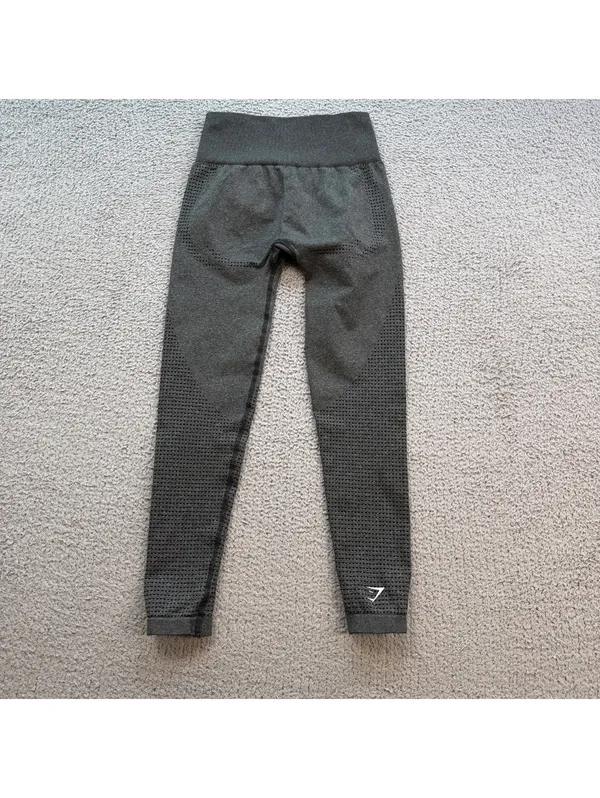 Gymshark Mesh Panel High-Waist Leggings Gray Nylon Elastane S Athletic Gym - Image 2