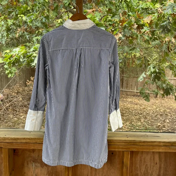 Gap Women's Organic Cotton Mini Shirt Dress Blue Stripe Size S - Image 3