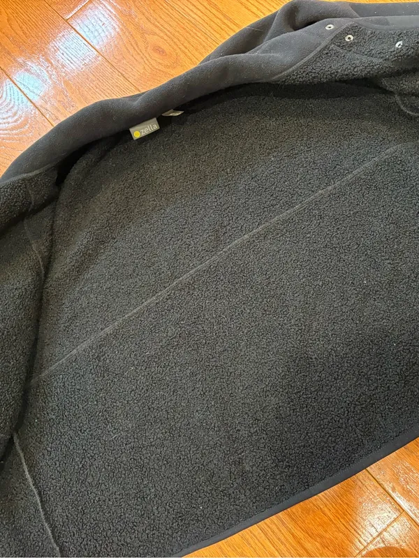 Zella Layer Up Faux Shearling Lined Fleece Jacket Black Snap Front XL Athleisure - Image 7