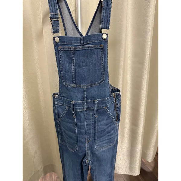 Madewell Raw-Hem Denim Overalls in Medium Wash – Size‎ Medium - Image 3