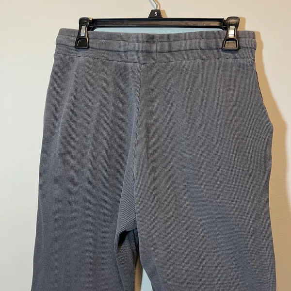 Losano Organic Cotton Waffle Knit Lounge Pants Charcoal Gray Drawstring Small - Image 6