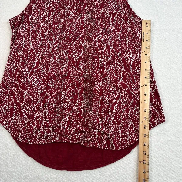 Dolan Anthropologie Tank Top Women's Large Wine Floral Solid Back Pleated Front - Image 3