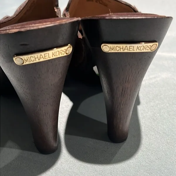 Michael Kors Wooden High Heel Clogs real leather‎ Size 8. B56 - Image 7