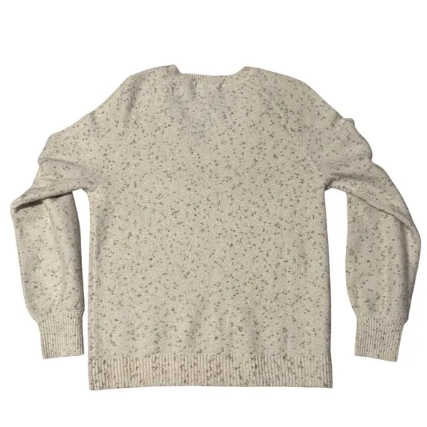 LOFT Womens XS Cream Gold‎ Metallic Shimmer V-Neck Raglan Sleeve Sweater - Image 3