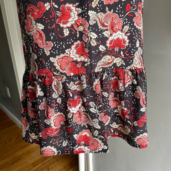 Floral Paisley Print Cami Top Button Down Sleeveless Peplum Tank Blouse Large - Image 4