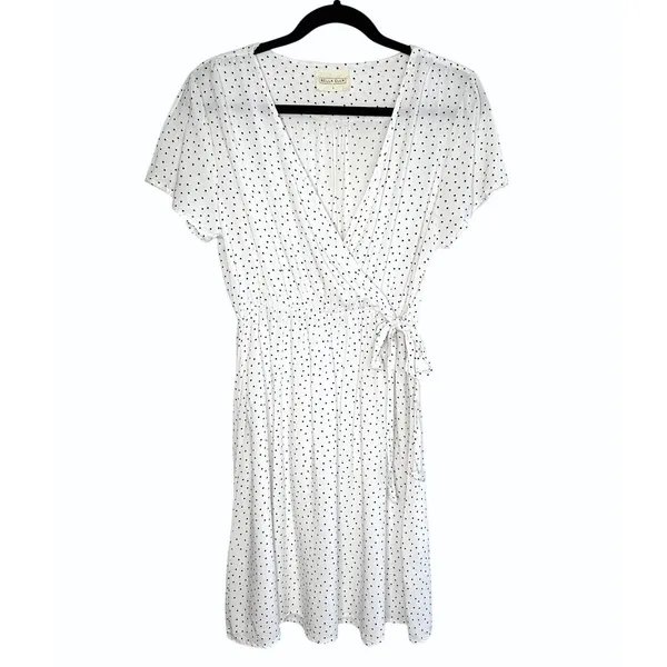 Bella Ella White Black Polka Dot Faux Wrap Dress Rayon S‎ Summer Wedding Guest - Image 4