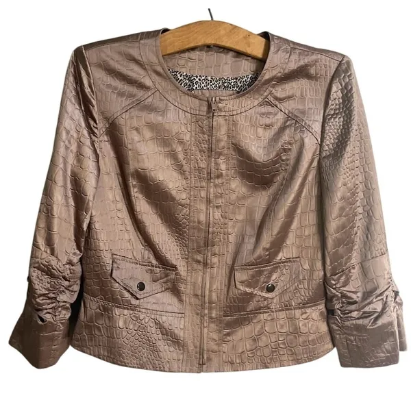 Elegantissimo Firenze Jacket Womens 10 Bronze Excellent Croc Embossed Metallic - Image 2