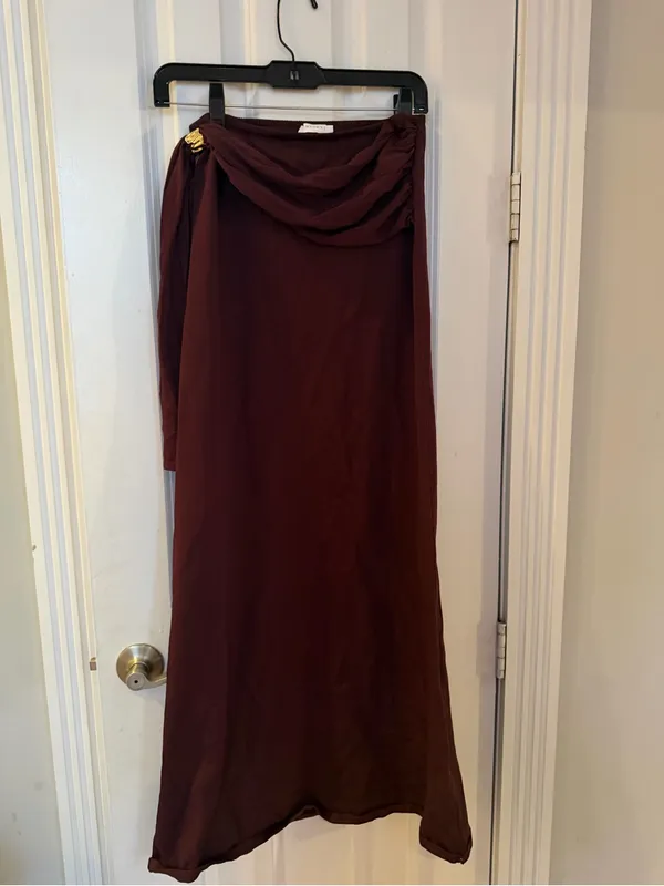 Meshki Bowie Low Rise Draped Knit Maxi Skirt - Image 5