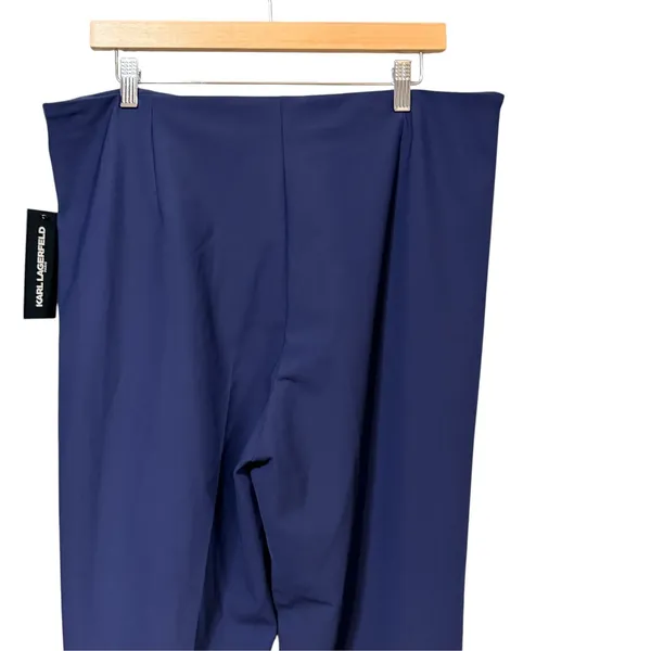 Karl Lagerfeld Paris Navy Blue Gold Zip Accent Straight Leg Dress Pants Size 16 - Image 4