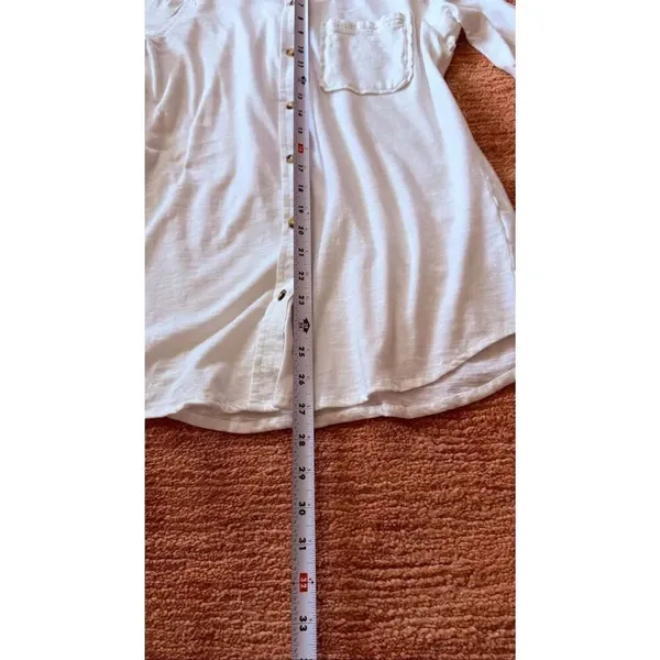 Lola River Women Shirt M White Button Down Long Sleeve Cotton Casual - Image 3