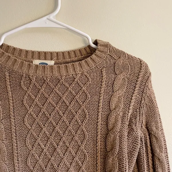 S-‎ Old Navy Beige Long Sleeved Sweater Waffle Knit Comfortable Form Fitting - Image 2