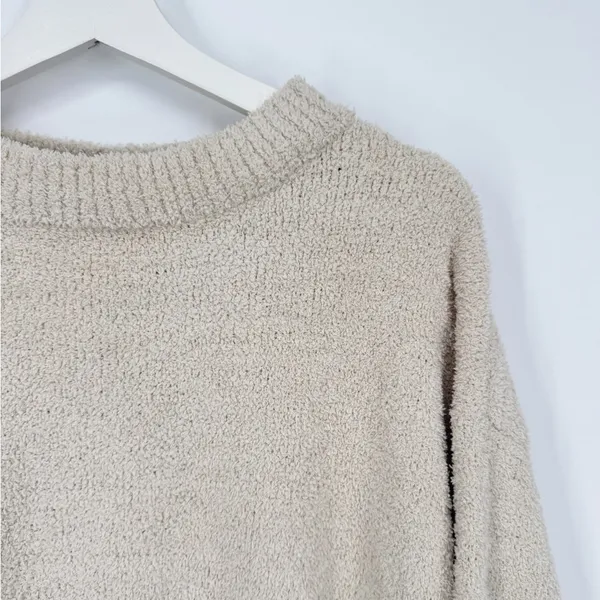 ADORN Luxe Ultra Soft Plush Textured Knit Pullover Sweater Cream Oversized Small - Image 2