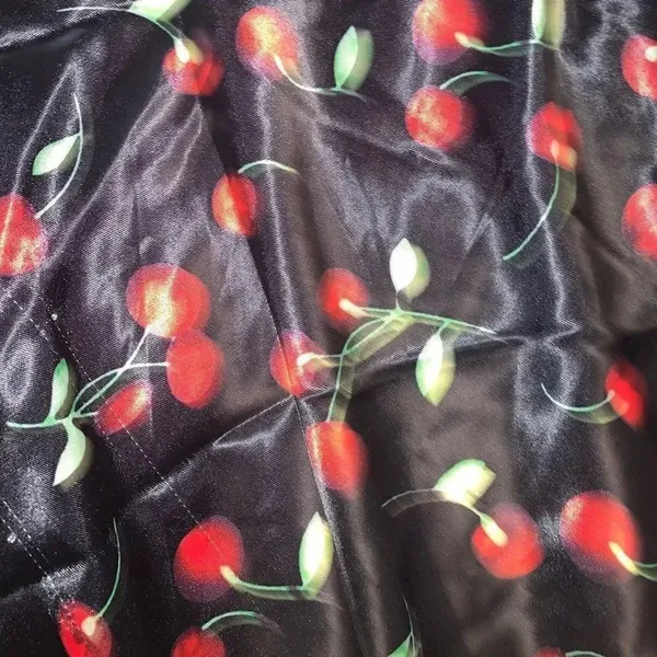 Cherry print retro satin style dress Size M - Image 4